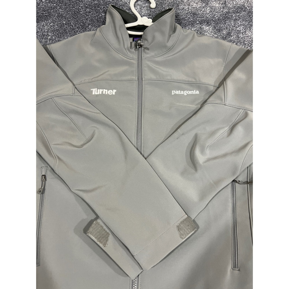 Patagonia Adze Softshell Jacket Grey Full Zip Fleece Lined Turner Logo Womens M